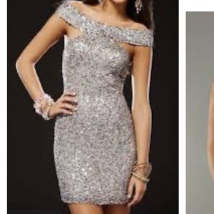 SCALA silver elegant 100% silk dress Size 8